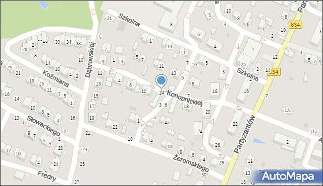 Bychawa, Konopnickiej Marii, 14, mapa Bychawa