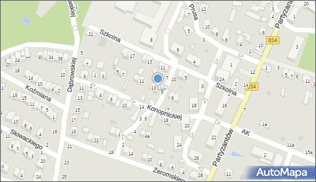 Bychawa, Konopnickiej Marii, 15, mapa Bychawa