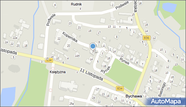 Bychawa, Kopernika Mikołaja, 12, mapa Bychawa