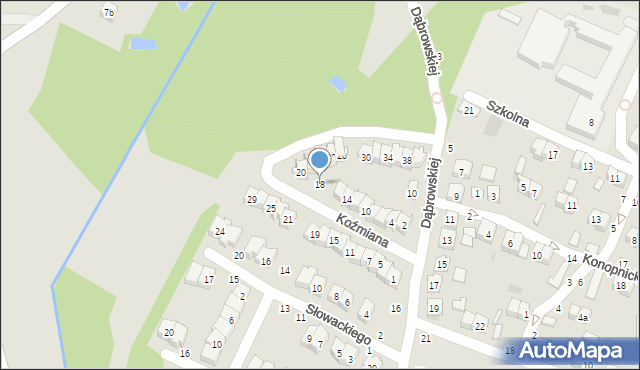 Bychawa, Koźmiana Kajetana, 18, mapa Bychawa