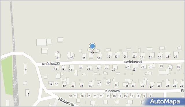 Byczyna, Kościuszki Tadeusza, gen., 36, mapa Byczyna