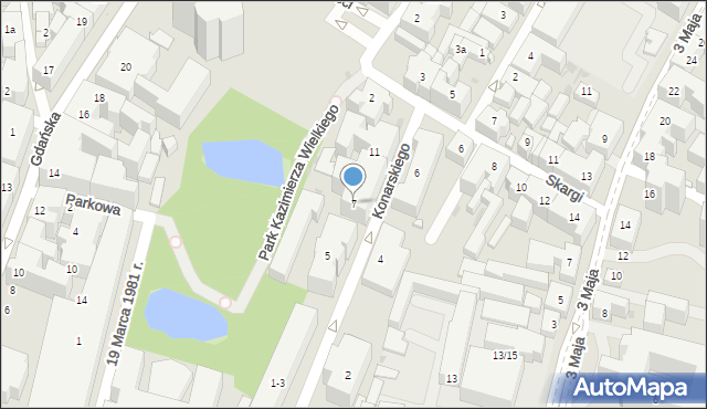 Bydgoszcz, Konarskiego Stanisława, ks., 7, mapa Bydgoszczy