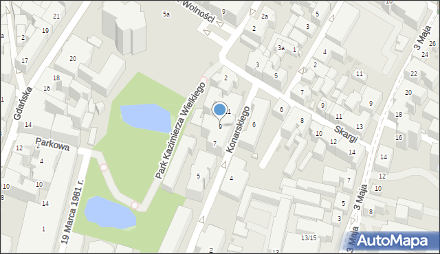 Bydgoszcz, Konarskiego Stanisława, ks., 9, mapa Bydgoszczy