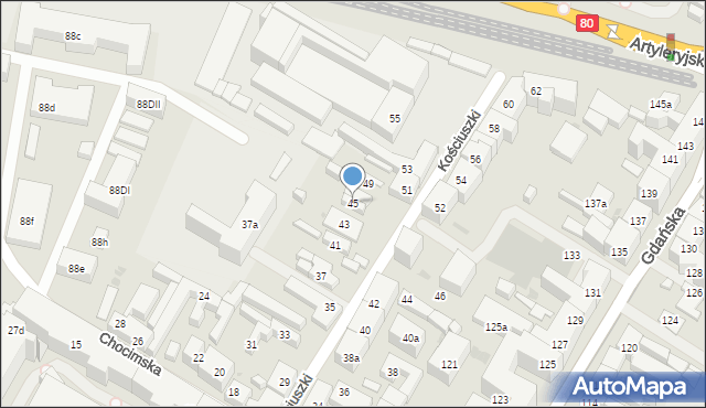 Bydgoszcz, Kościuszki Tadeusza, gen., 45, mapa Bydgoszczy