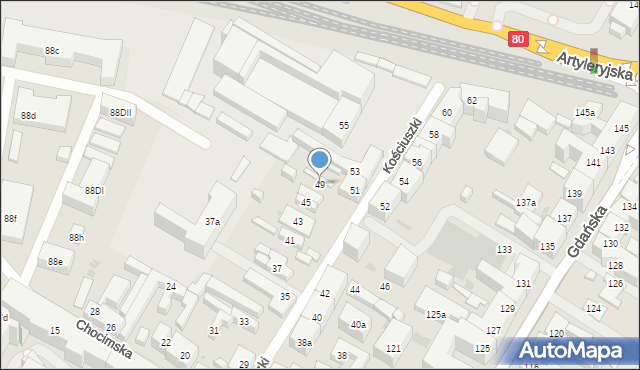 Bydgoszcz, Kościuszki Tadeusza, gen., 49, mapa Bydgoszczy