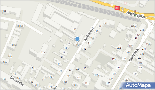 Bydgoszcz, Kościuszki Tadeusza, gen., 51, mapa Bydgoszczy