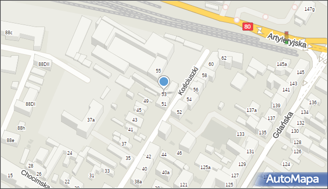 Bydgoszcz, Kościuszki Tadeusza, gen., 53, mapa Bydgoszczy