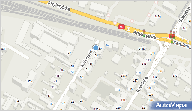 Bydgoszcz, Kościuszki Tadeusza, gen., 58, mapa Bydgoszczy