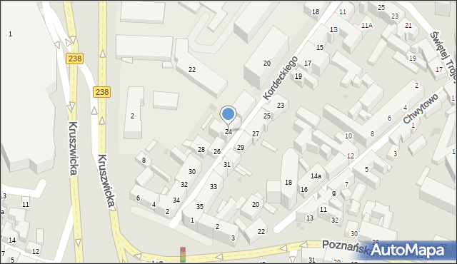 Bydgoszcz, Kordeckiego Augustyna, ks., 24, mapa Bydgoszczy