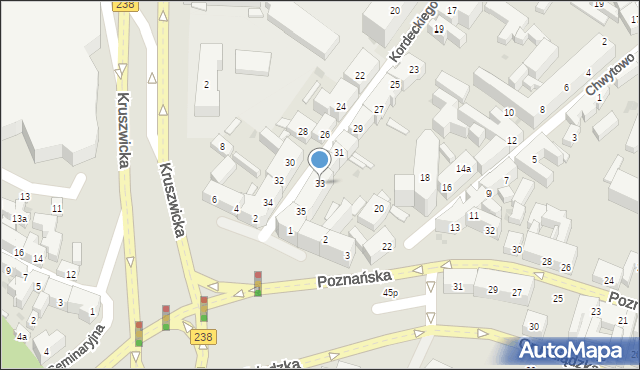 Bydgoszcz, Kordeckiego Augustyna, ks., 33, mapa Bydgoszczy