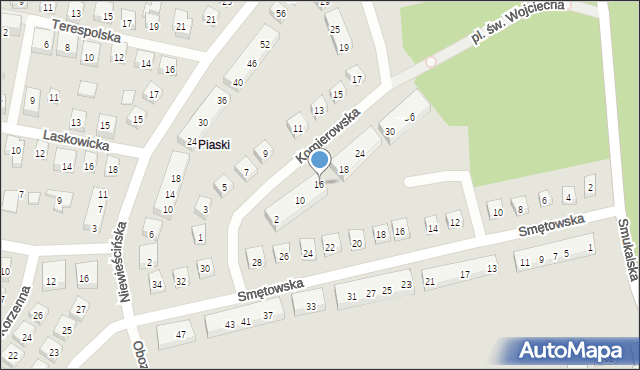 Bydgoszcz, Komierowska, 16, mapa Bydgoszczy