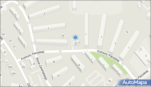 Bydgoszcz, Komuny Paryskiej, 1a, mapa Bydgoszczy