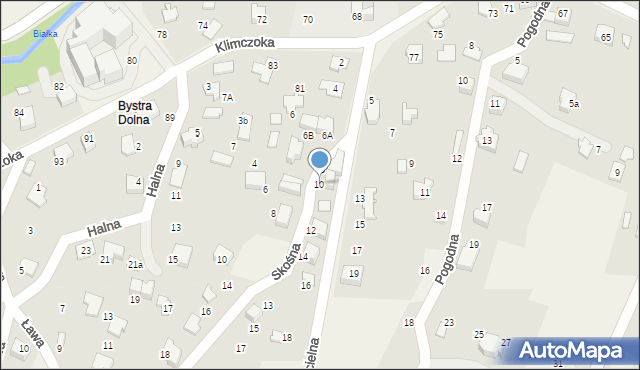 Bystra, Kościelna, 10, mapa Bystra