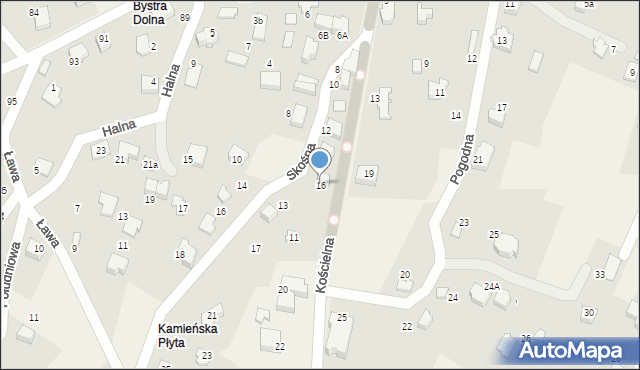 Bystra, Kościelna, 16, mapa Bystra