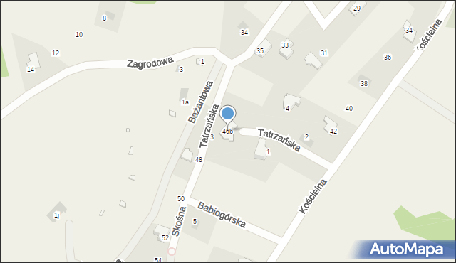 Bystra, Kościelna, 46b, mapa Bystra