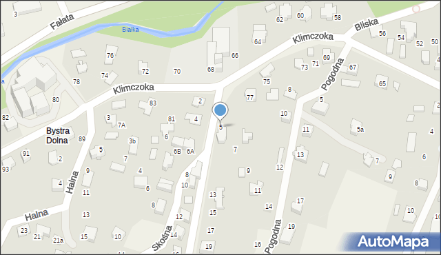 Bystra, Kościelna, 5, mapa Bystra