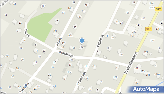 Bystra, Kowalska, 14, mapa Bystra