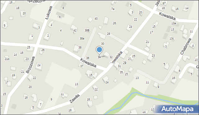 Bystra, Kowalska, 34, mapa Bystra