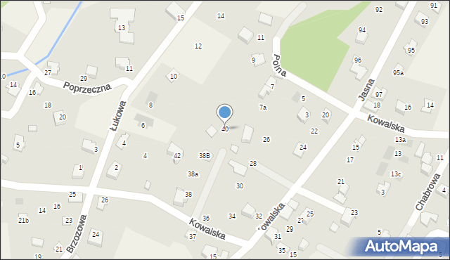 Bystra, Kowalska, 40, mapa Bystra