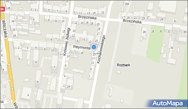 Bytom, Kochanowskiego Jana, 13, mapa Bytomia