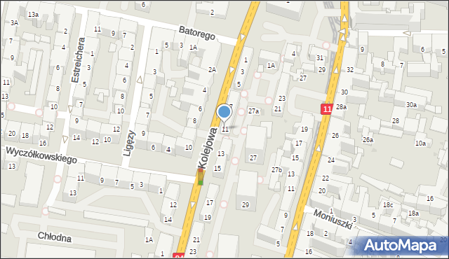 Bytom, Kolejowa, 11, mapa Bytomia