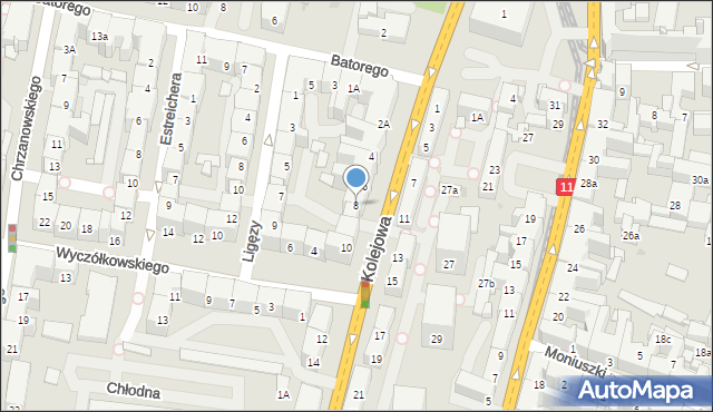 Bytom, Kolejowa, 8, mapa Bytomia