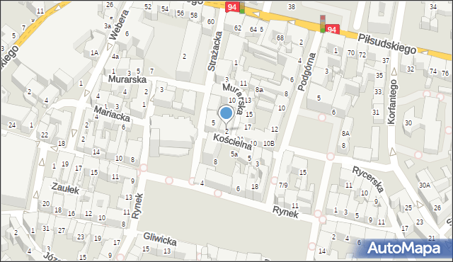 Bytom, Kościelna, 2, mapa Bytomia