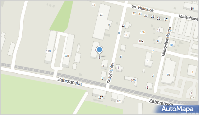 Bytom, Kosynierów, 5, mapa Bytomia