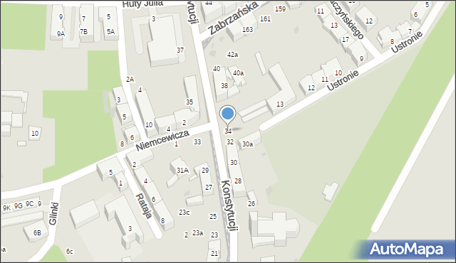 Bytom, Konstytucji, 34, mapa Bytomia