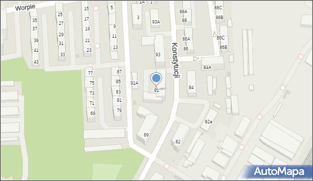 Bytom, Konstytucji, 91, mapa Bytomia
