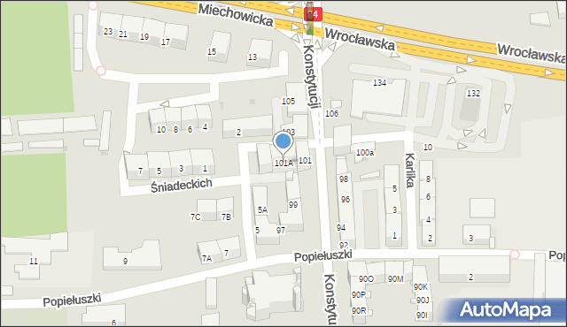 Bytom, Konstytucji, 101A, mapa Bytomia