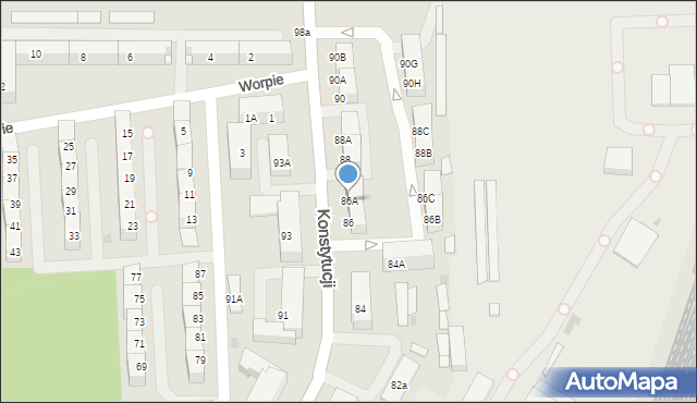 Bytom, Konstytucji, 86A, mapa Bytomia