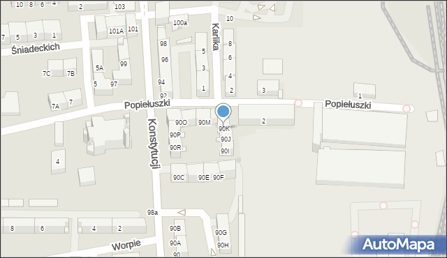Bytom, Konstytucji, 90K, mapa Bytomia