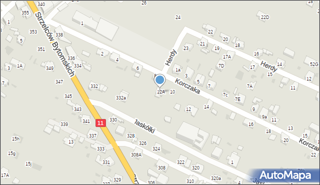 Bytom, Korczaka Janusza, 12A, mapa Bytomia