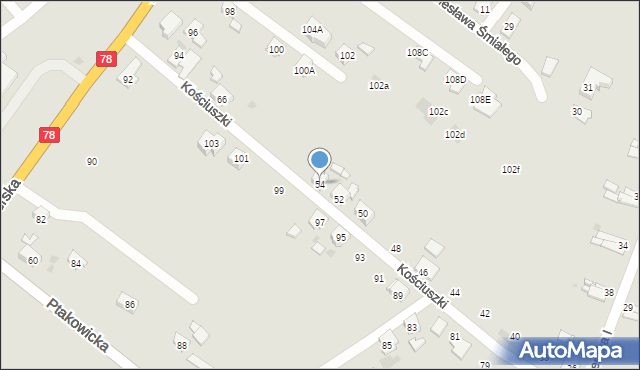 Bytom, Kościuszki Tadeusza, gen., 54, mapa Bytomia
