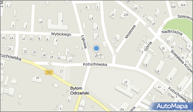 Bytom Odrzański, Kożuchowska, 10, mapa Bytom Odrzański