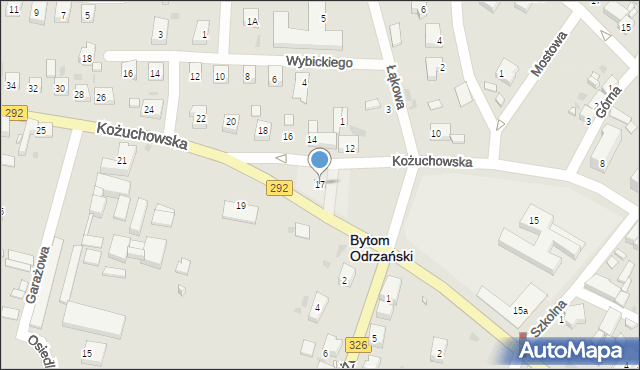 Bytom Odrzański, Kożuchowska, 17, mapa Bytom Odrzański