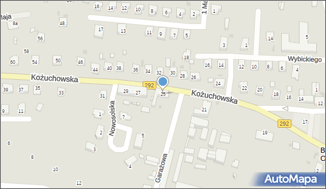 Bytom Odrzański, Kożuchowska, 25, mapa Bytom Odrzański