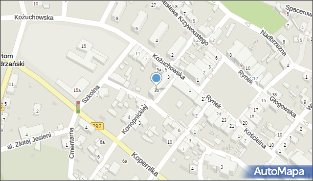 Bytom Odrzański, Kożuchowska, 3b, mapa Bytom Odrzański