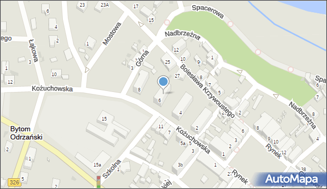 Bytom Odrzański, Kożuchowska, 6A, mapa Bytom Odrzański