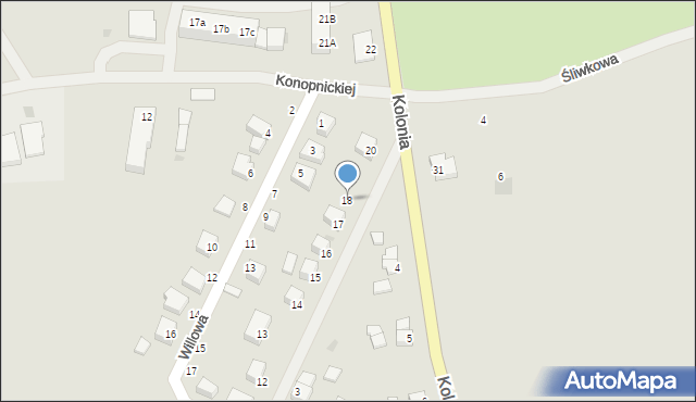 Cedynia, Kolonia, 18, mapa Cedynia