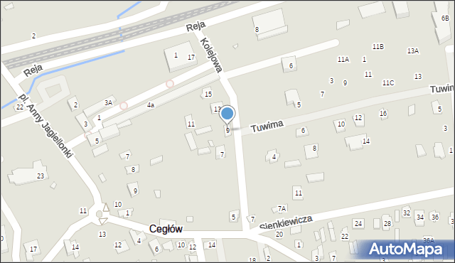 Cegłów, Kolejowa, 9, mapa Cegłów