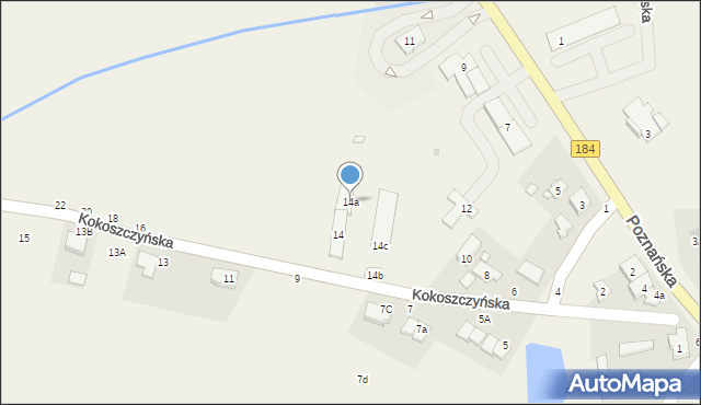 Cerekwica, Kokoszczyńska, 14a, mapa Cerekwica