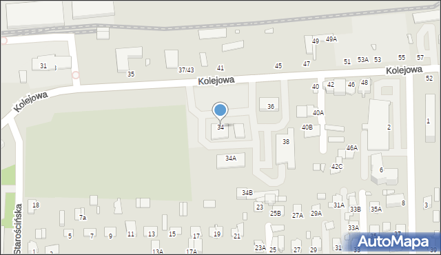 Chełm, Kolejowa, 34, mapa Chełma