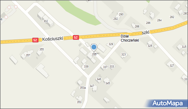 Chocznia, Kościuszki Tadeusza, gen., 335, mapa Chocznia