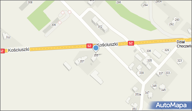 Chocznia, Kościuszki Tadeusza, gen., 355, mapa Chocznia