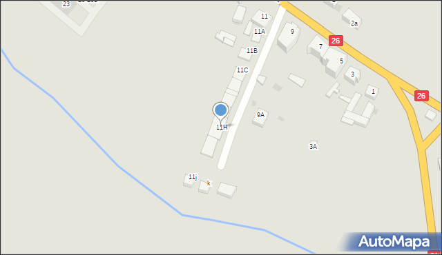 Chojna, Kościuszki Tadeusza, gen., 11H, mapa Chojna