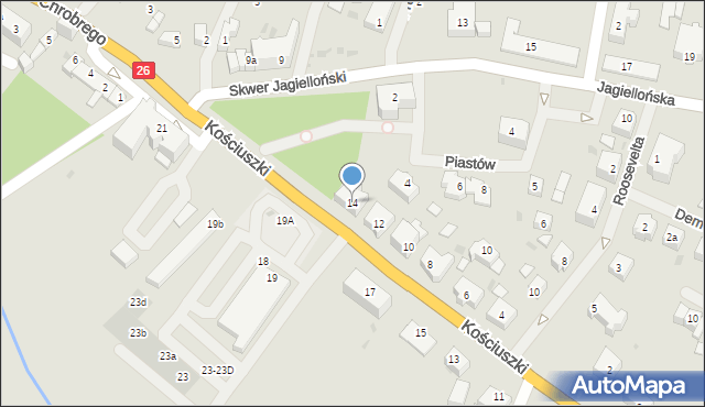Chojna, Kościuszki Tadeusza, gen., 14, mapa Chojna