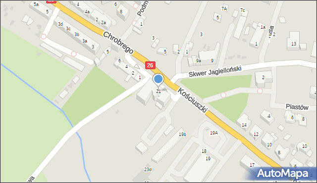 Chojna, Kościuszki Tadeusza, gen., 21, mapa Chojna