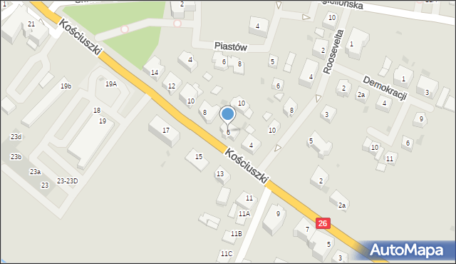 Chojna, Kościuszki Tadeusza, gen., 6, mapa Chojna